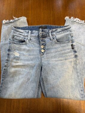 Silver Jeans Light Blue Cropped Button-Fly Jeans